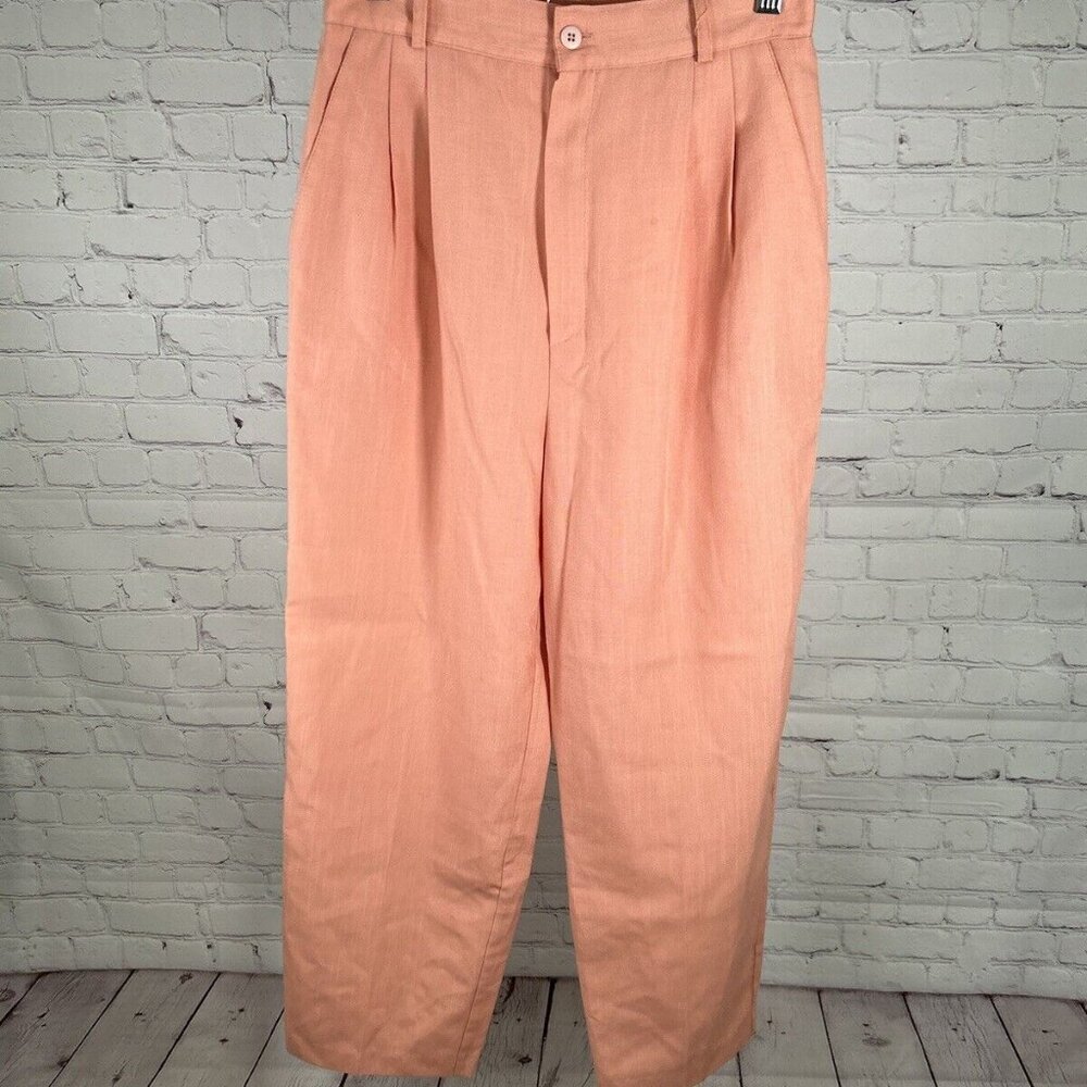 VTG Christy Girl USA Pink Elastic Waist Pleated Trousers Pants 12 (27 x 26)